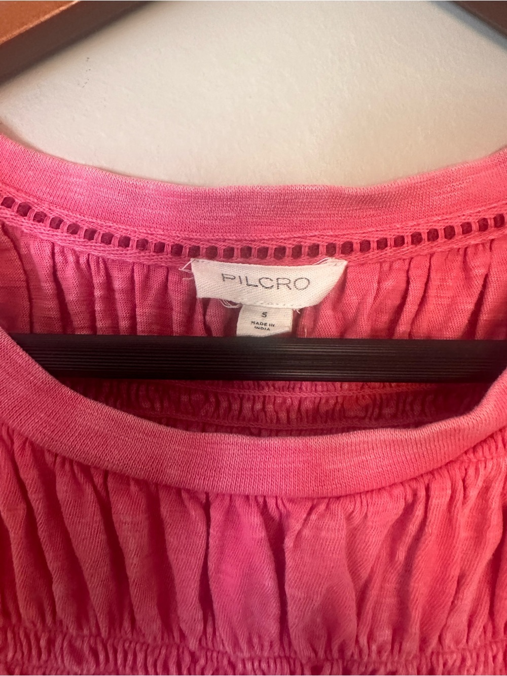 Pilcro Pink Smocked Peplum Tee 100% cotton - Picture 2 of 4